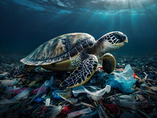 Lost at Sea. A Sea Turtle's Struggle in a Plastic Graveyard.