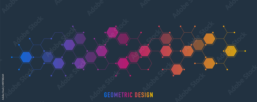Wall mural abstract design element with geometric background of hexagons shape pattern
