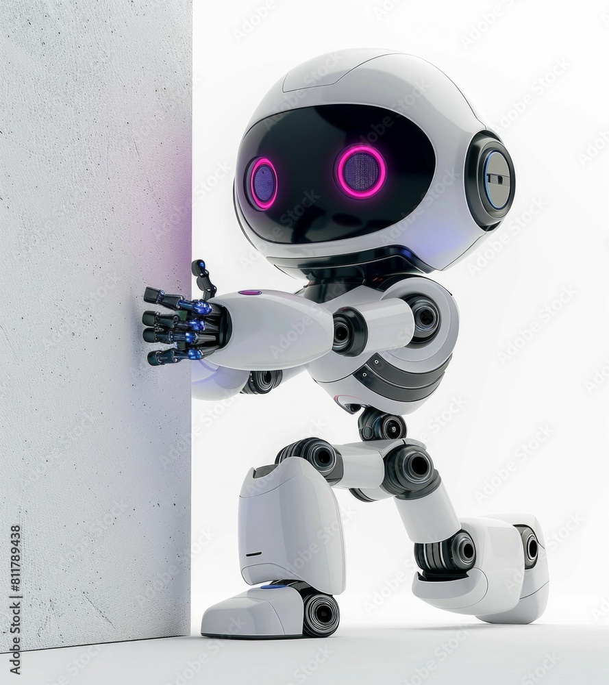 Poster playful robot characters in 3d illustration. generative ai