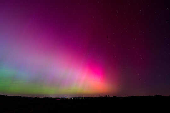 Colorful northern lights in the Allgau in southern Germany