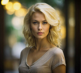Obraz premium Photo portrait of a thin smooth-skinned blonde, AI Generative