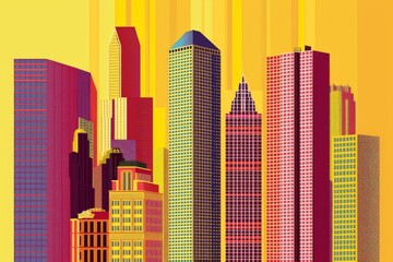 Obraz premium cityscape - silhouettes of skyscrapers. Beautiful simple AI generated image in 4K, unique.