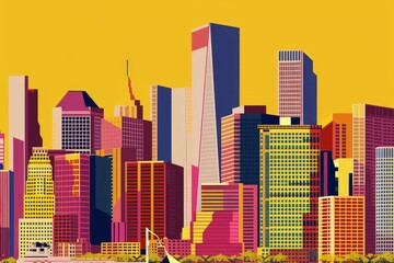 cityscape - silhouettes of skyscrapers. Beautiful simple AI generated image in 4K, unique.