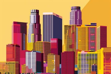 Obraz premium cityscape - silhouettes of skyscrapers. Beautiful simple AI generated image in 4K, unique.