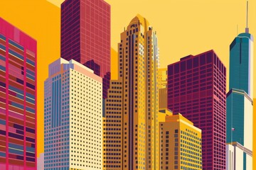 Fototapeta premium cityscape - silhouettes of skyscrapers. Beautiful simple AI generated image in 4K, unique.
