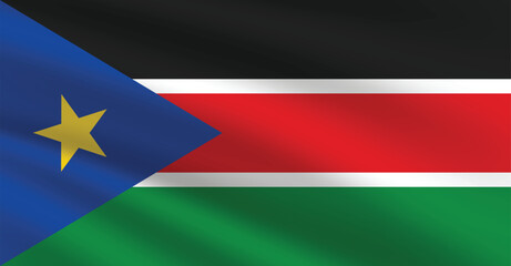 National Flag of South Sudan. South Sudan Flag. Waving South Sudan flag. 

