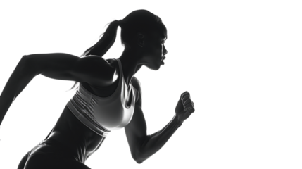 Runner woman on the start.on transparent background