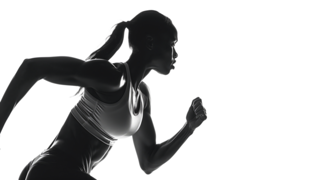 Runner woman on the start.on transparent background - Powered by Adobe
