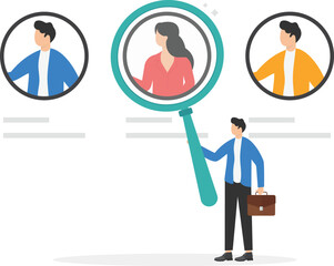 Employee choice, business company looking for an employee for work, businessmen are considering a resume

