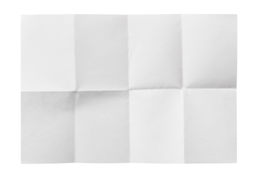 Folded paper sheet, isolated on white background