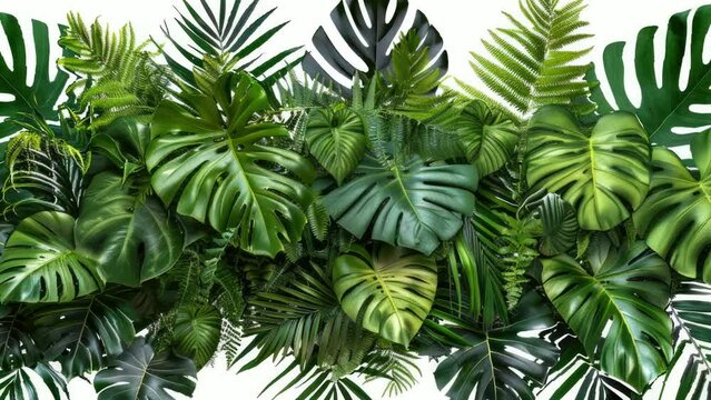 Tropical leaves foliage plant bush floral arrangement nature backdrop isolated on white background