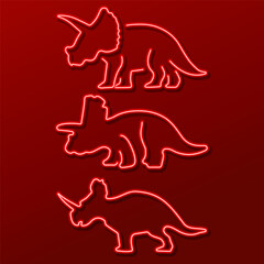 triceratops neon sign, modern glowing banner design, colorful modern design trend. Vector illustration.