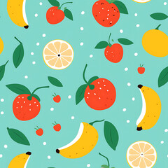 Fruit digital art seamless pattern, the design for apply a variety of graphic works