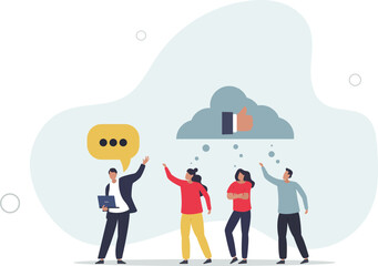 businessman convincing colleagues influence to believe in his idea.flat vector illustration.