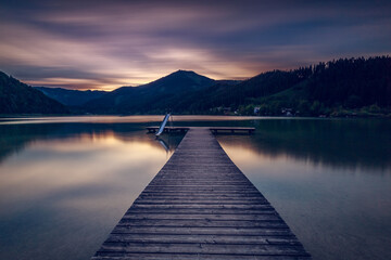 Serene Dusk at Erlaufsee in Styria with Long Exposure and Smooth Water