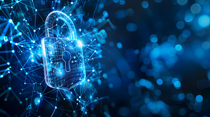 cybersecurity services concept or secure connection of cyber world closeup and safety lock green design - AI Generative	