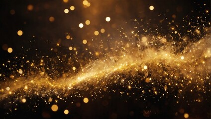 Glistening Gold Aura, Abstract background enveloped in luminous smoke and sparkling glitter.