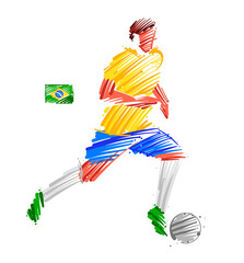 Agile football player dominating the ball