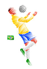 Agile football player dominating the ball