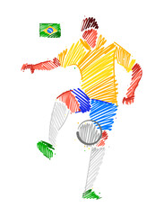 Agile football player dominating the ball