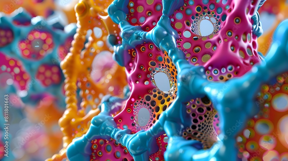 Poster kaleidoscopic insulin molecule inspired digital with captivating rotating patterns