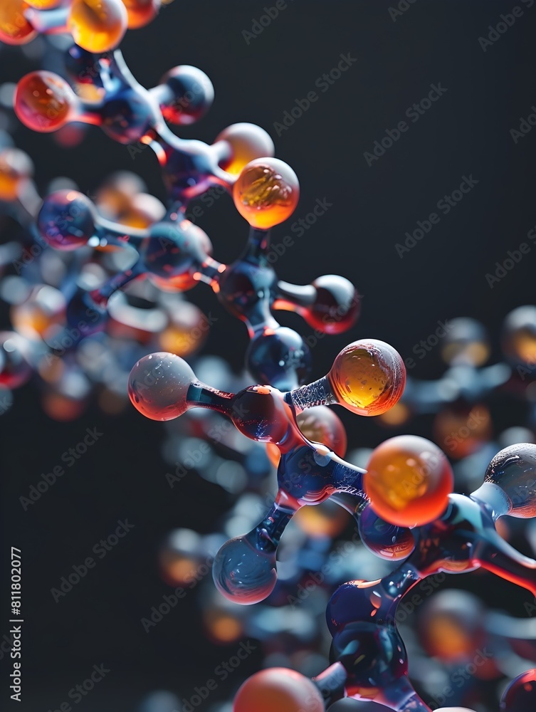 Aufkleber macro photograph of a 3d rendered physical model representing the insulin molecule with intricate