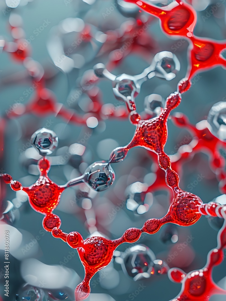 Poster macro view of a 3d rendered of the insulin molecule s intricate structure and texture