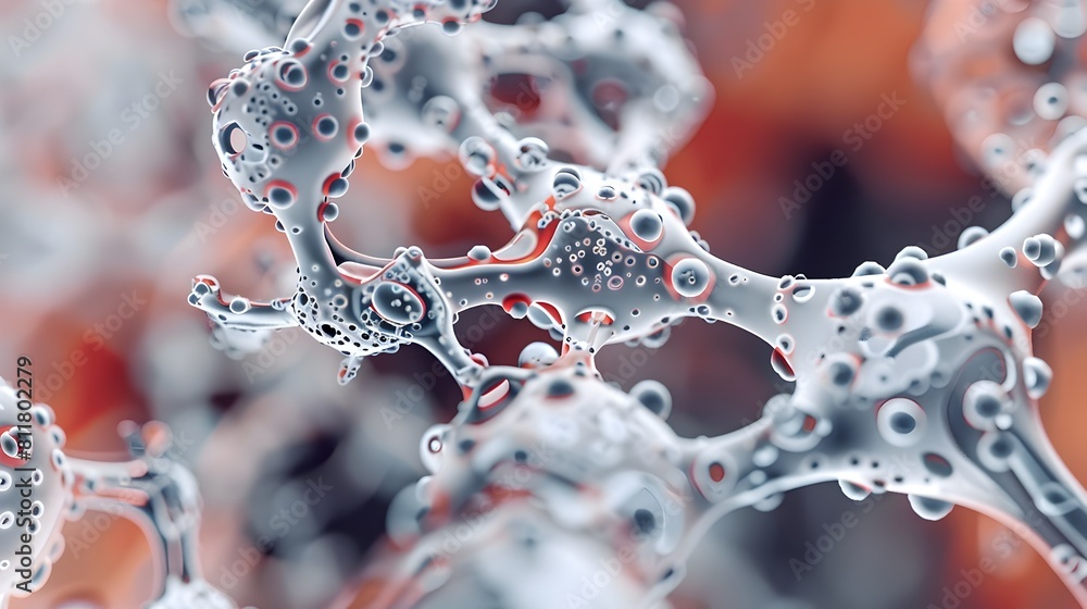 Poster macro view of detailed 3d rendered insulin molecule structure
