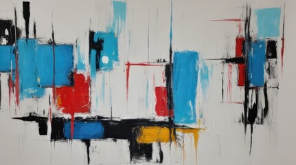 abstract expressionist painting with white background