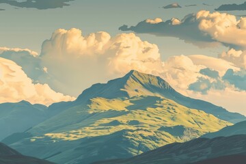  A valley, obscured by low-lying clouds, is bathed in sunlight as it fades over mountain silhouettes at dusk. Beautiful simple AI generated image in 4K, unique.