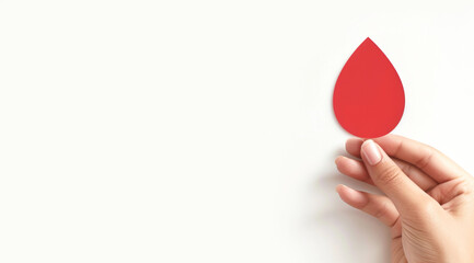 hand hold red drop for world blood donor day , healthcare, medicine and blood donation concept