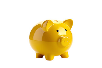 A golden piggy bank isolated on a transparent background.