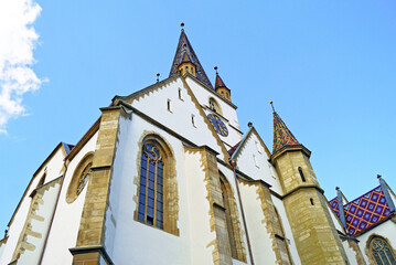 Exterior view of St. Mary's Cathedral in Sibiu - architecture of the largest and most famous church...