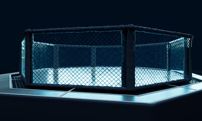 MMA fighting arena close up 3D illustration