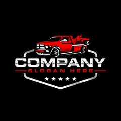 towing truck service logo emblem design suitable for the automotive company