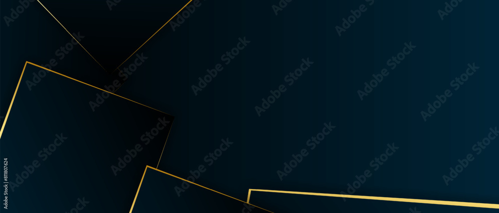 Poster dark blue and gold mosaic background. brochure with sharp pattern fragments. modern dark abstract po