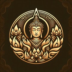 AI Generate of Luxury Premium Symbol Vector of Vesak Day with Buddha Statue, Buddha, Lantern, Candle Light, Lotus