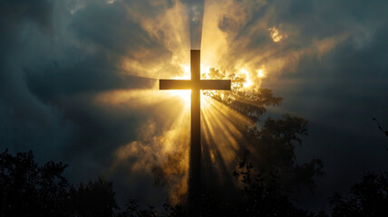 palm sunday background christianity celebration, Christian Palm Sunday with palm branches and leaves and cross