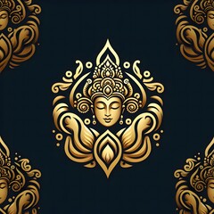 AI Generate of Luxury Premium Symbol Vector of Vesak Day with Buddha Statue, Buddha, Lantern, Candle Light, Lotus