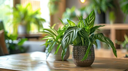 Houseplant Beauty: Two Healthy Plants in Contemporary Room, Vibrant Greenery
