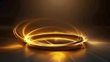 Abstract Golden Light: Vibrant Glowing Circle Effect, Beautiful Emergence, Background Wallpaper