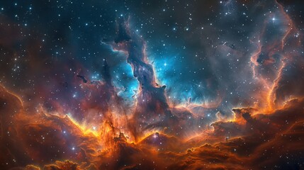 Space Galaxy Nebula: Colorful Cosmic Cloud in Stary Night Sky, Supernova Background, 16K Resolution
