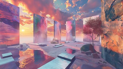 A virtual reality art studio where artists create and exhibit their works in a fully immersive digital gallery