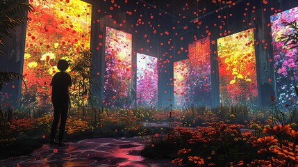 A virtual reality art studio where artists create and exhibit their works in a fully immersive digital gallery