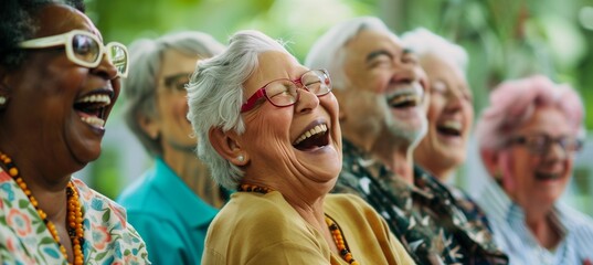 Happy meeting with elderly people