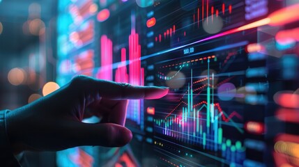 Financial Insights: Analyzing data on a digital graph with futuristic technology