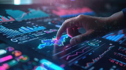 Obraz premium Financial Insights: Analyzing data on a digital graph with futuristic technology