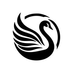 Black swan animal logo design, vector illustration of a graceful swan