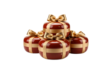 Round Gift Boxes isolated on transparent background.