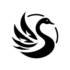 Black swan animal logo design, vector illustration of a graceful swan